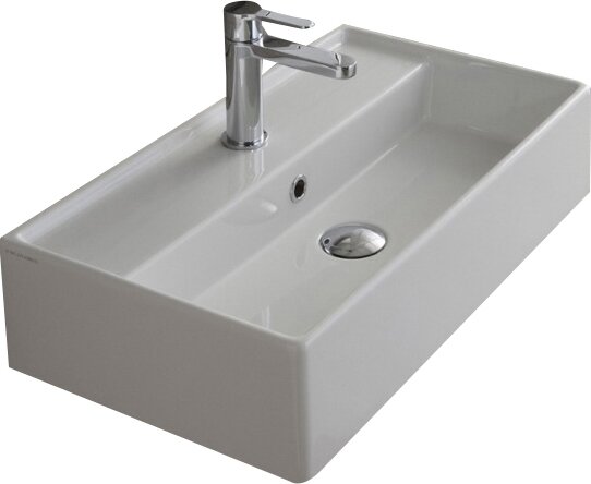 teorema ceramic rectangular vessel bathroom sink with overflow